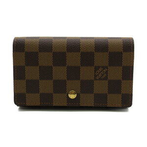 Louis Vuitton Porte Monnaie Wallet Tresor Bi fold Canvas Brown